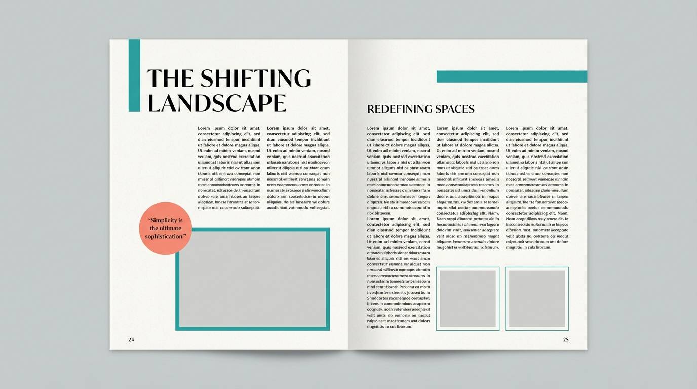 editorial layout teal coral