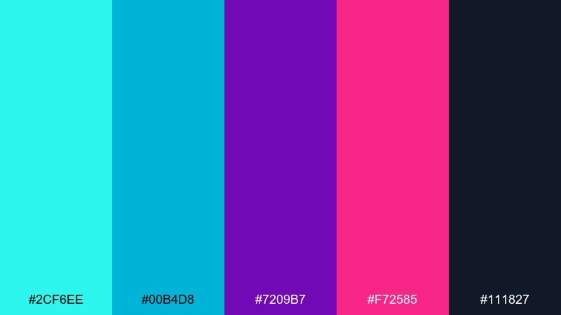 electric carnival color palette with hex codes