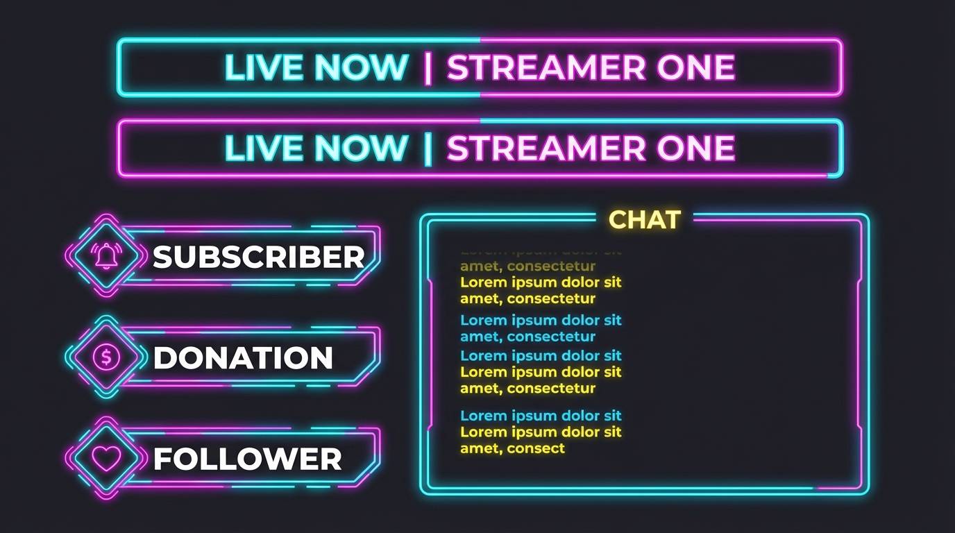 neon livestream overlay layout