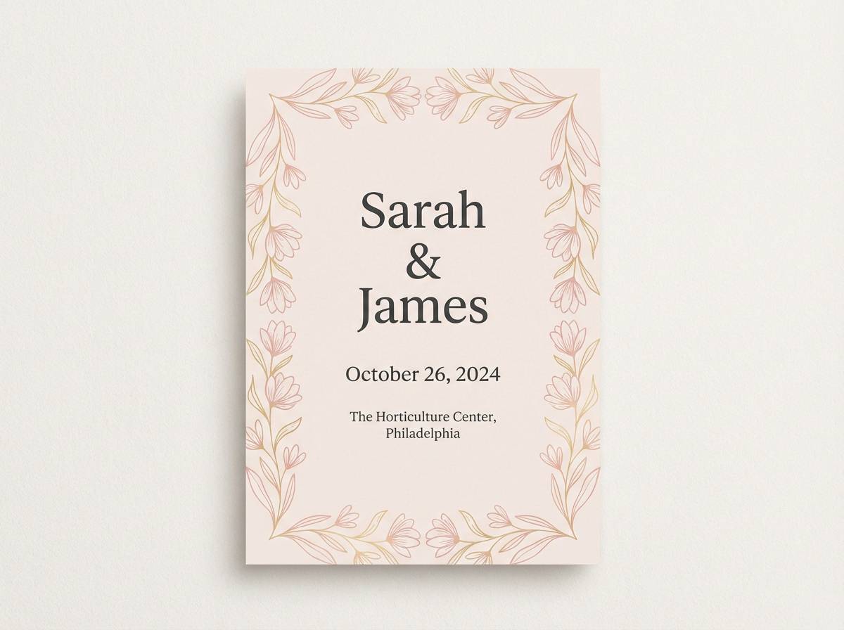 blush wedding invitation layout