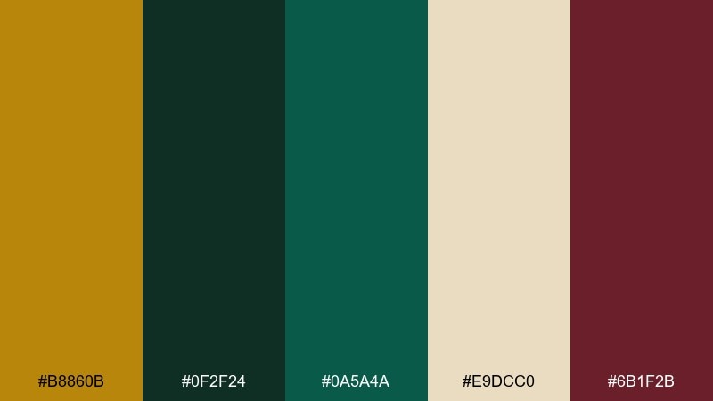 emerald auction night color palette with hex codes