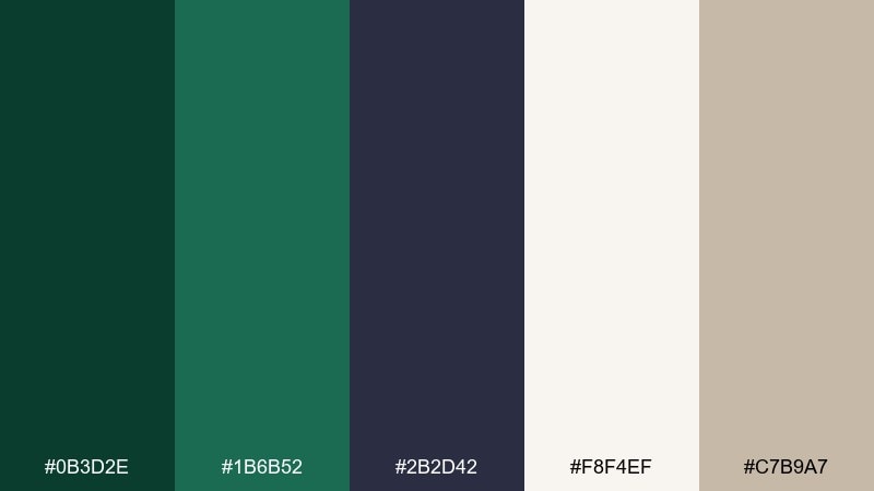 emerald ink editorial color palette with hex codes