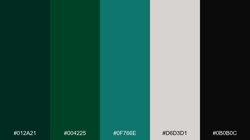 emerald noir color palette with hex codes