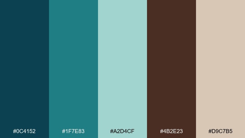 espresso coastline color palette with hex codes