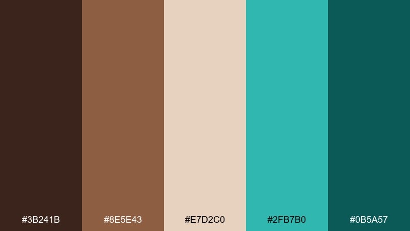 espresso seaside color palette with hex codes