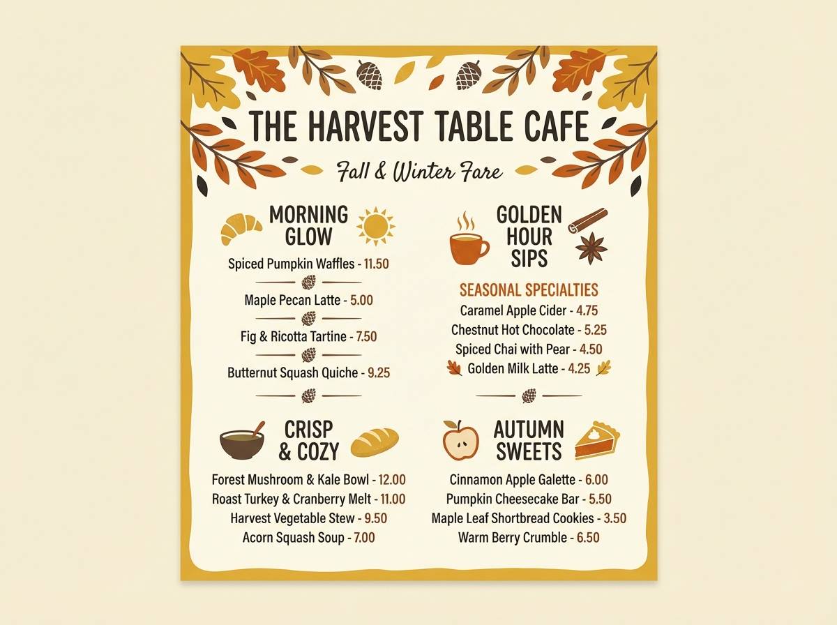 autumn cafe menu