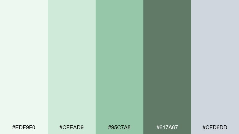 fern and fog color palette with hex codes