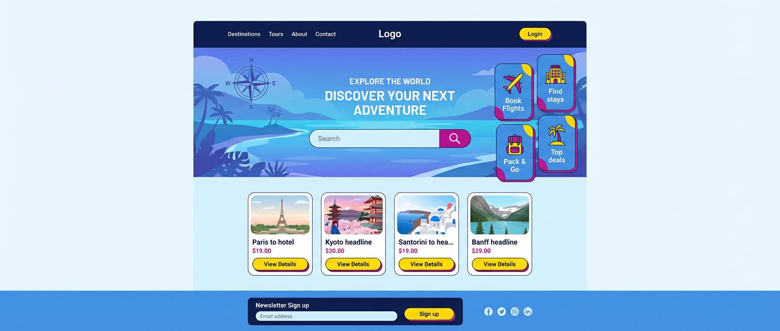 travel landing page