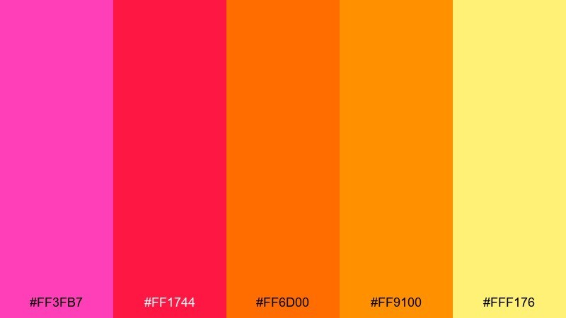 festival neon color palette with hex codes