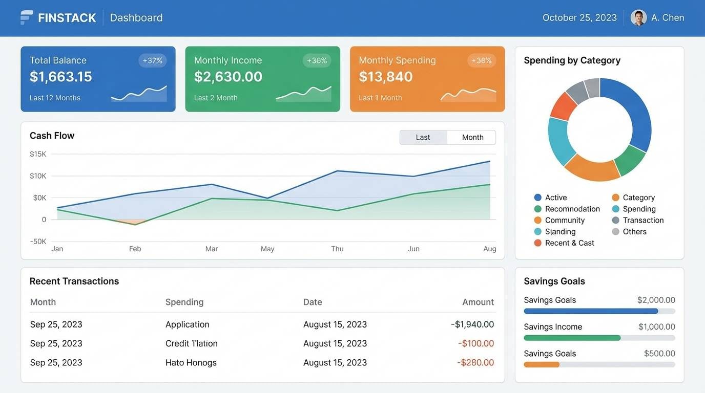 finance dashboard in cocoa and silver