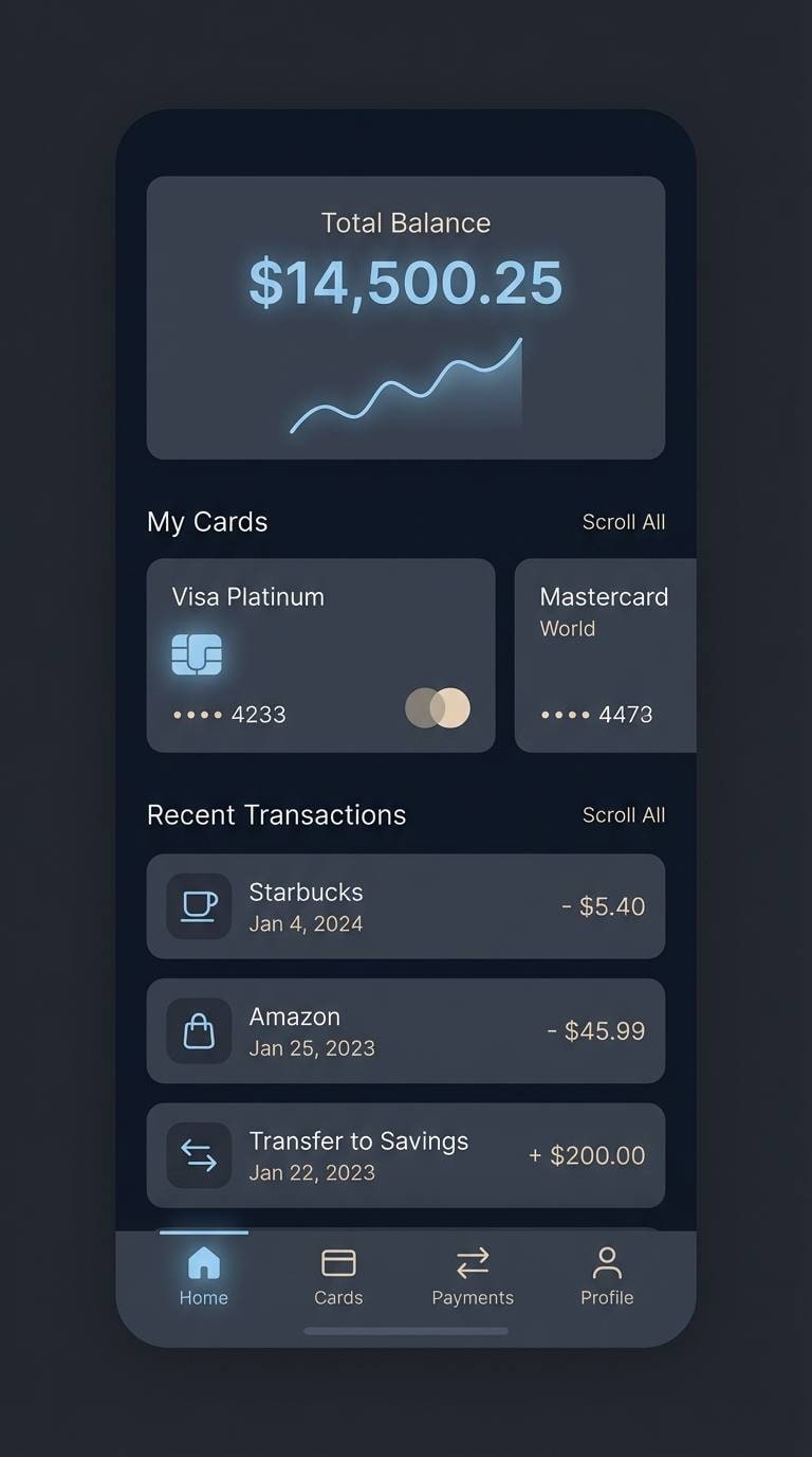 fintech dark mode ui