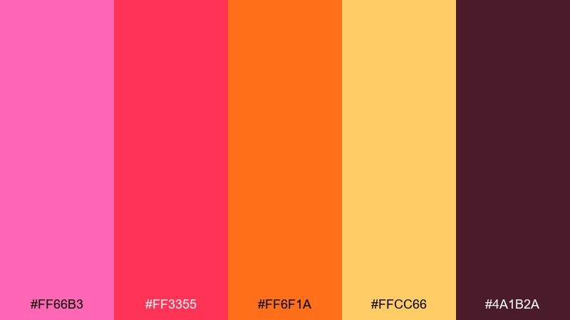 flamingo citrus color palette with hex codes