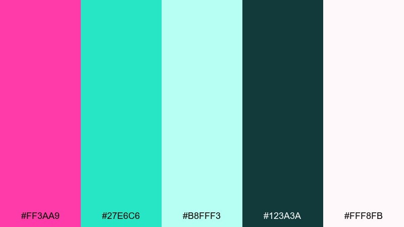 flamingo mint color palette with hex codes