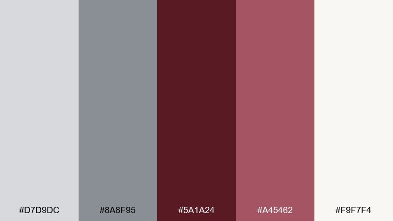 foggy merlot color palette with hex codes