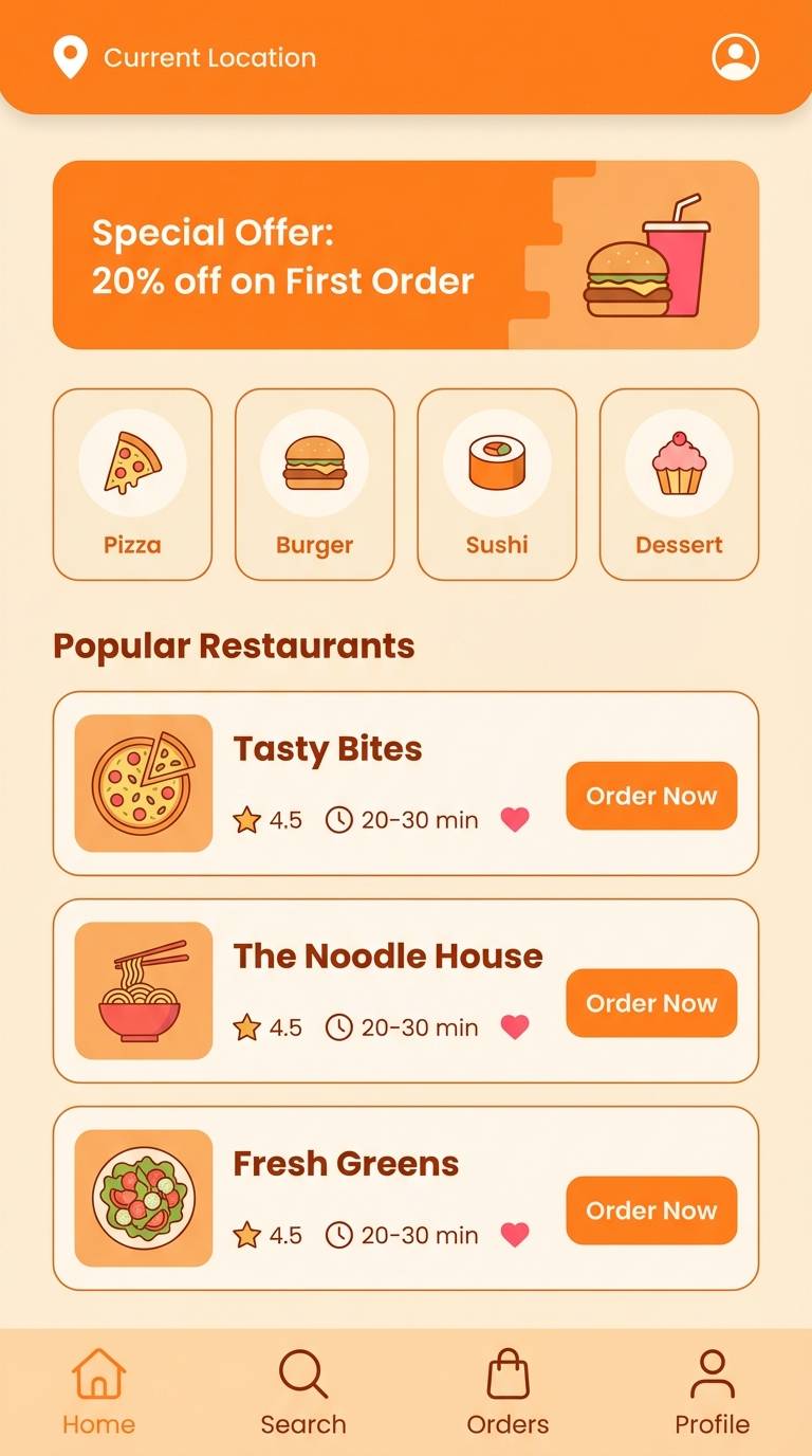 food delivery app ui