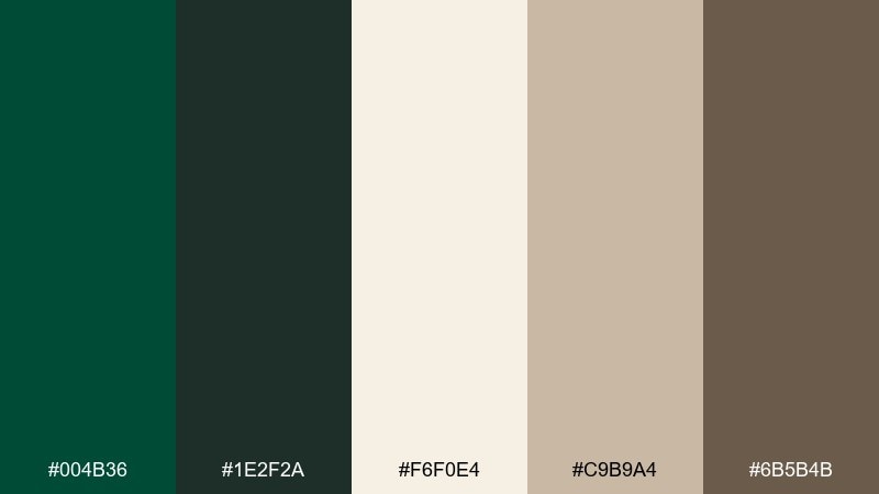 forest and cream color palette with hex codes
