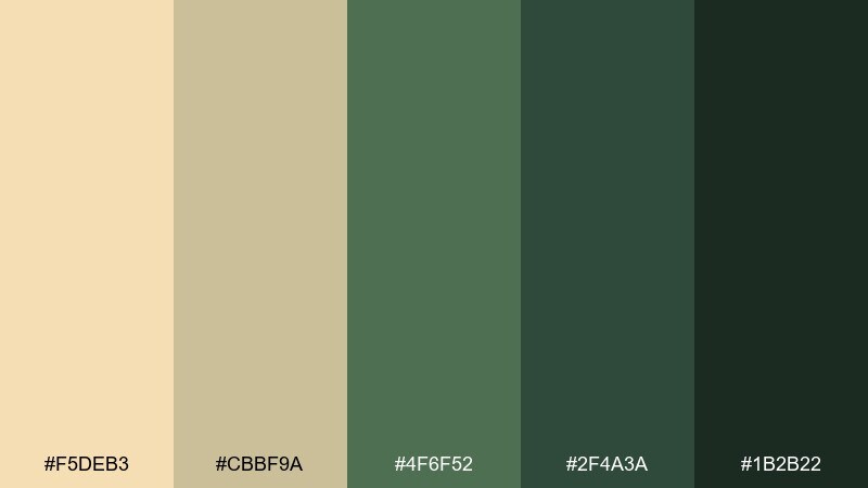 forest cabin color palette with hex codes