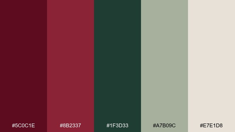 forest merlot color palette with hex codes