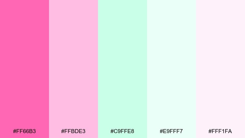 frosted bubblegum mint color palette with hex codes
