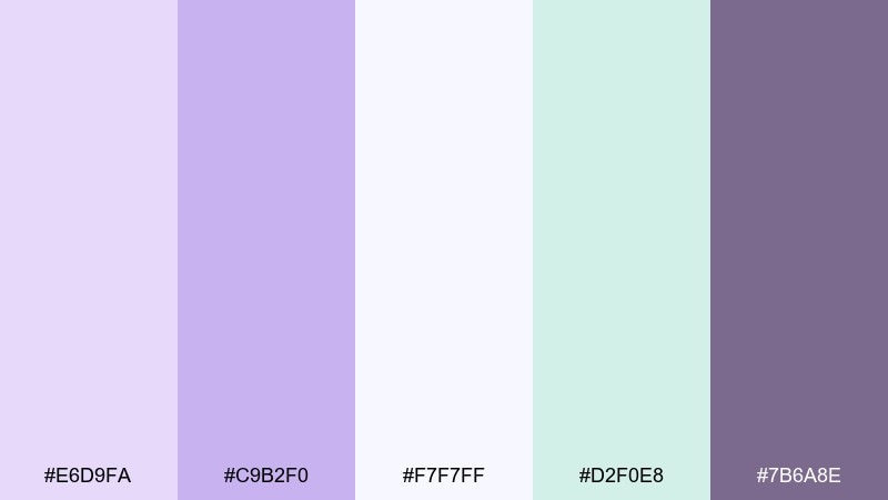 frosted lilac glow color palette with hex codes