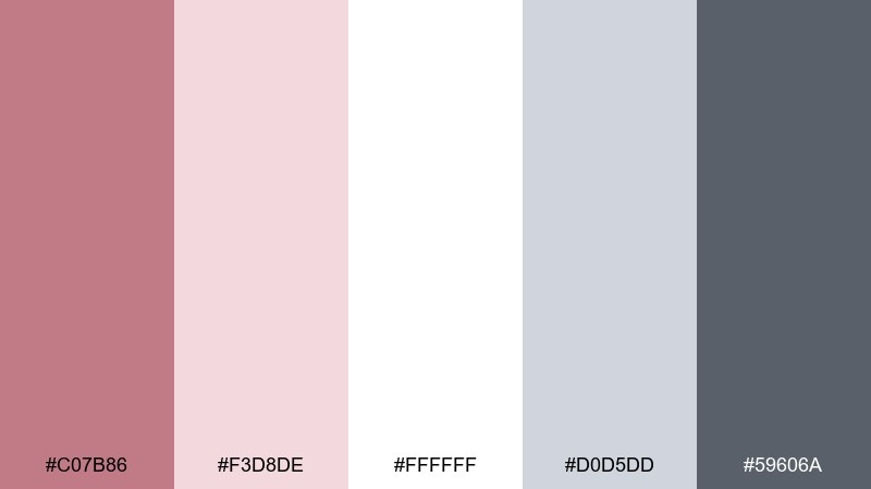 frosted rose glow color palette with hex codes