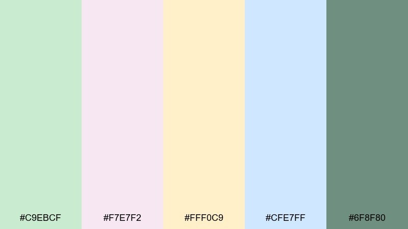 garden party pastels color palette with hex codes