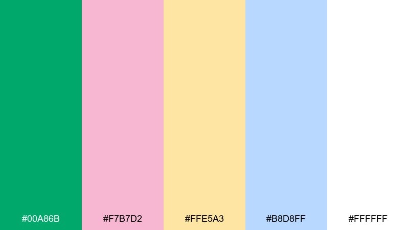 garden party pastels color palette with hex codes