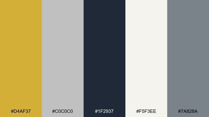 gilded frost color palette with hex codes
