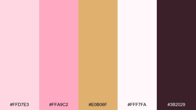 gilded strawberry milk color palette with hex codes