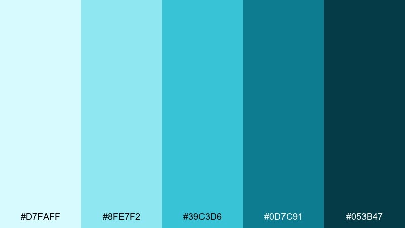 glacier bay color palette with hex codes