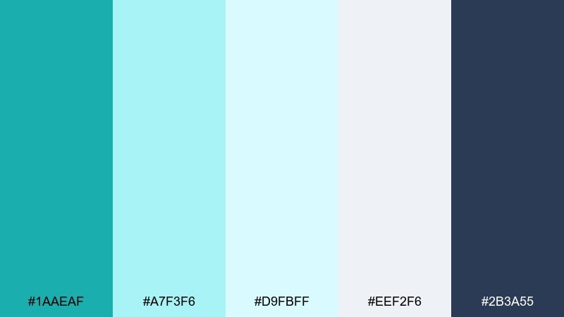 glacier teal color palette with hex codes