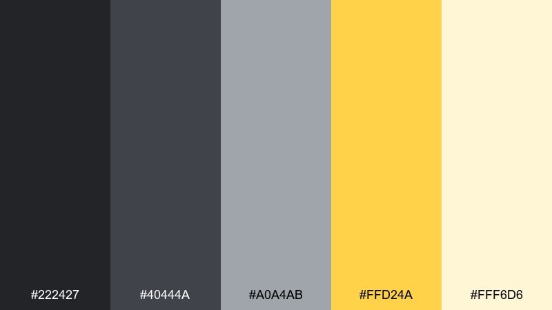 graphite citrus pop color palette with hex codes