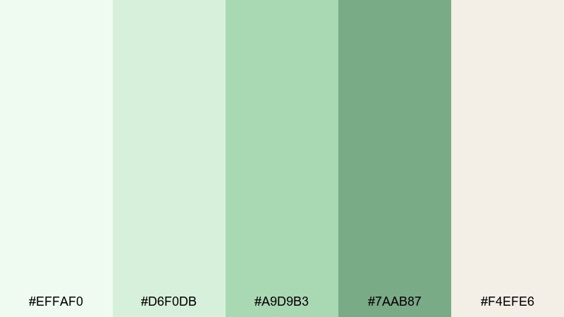 green tea ceramic color palette with hex codes