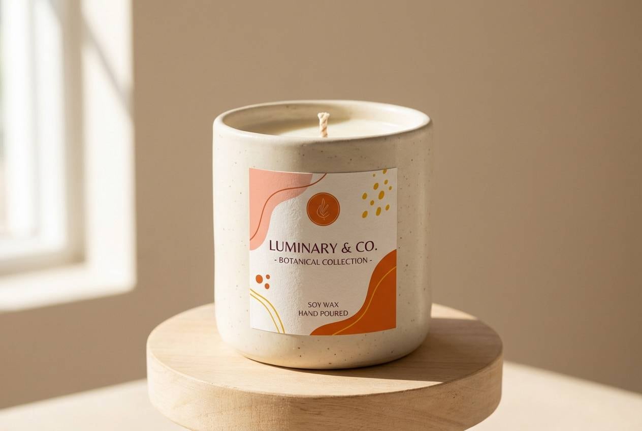 handmade candle label shot