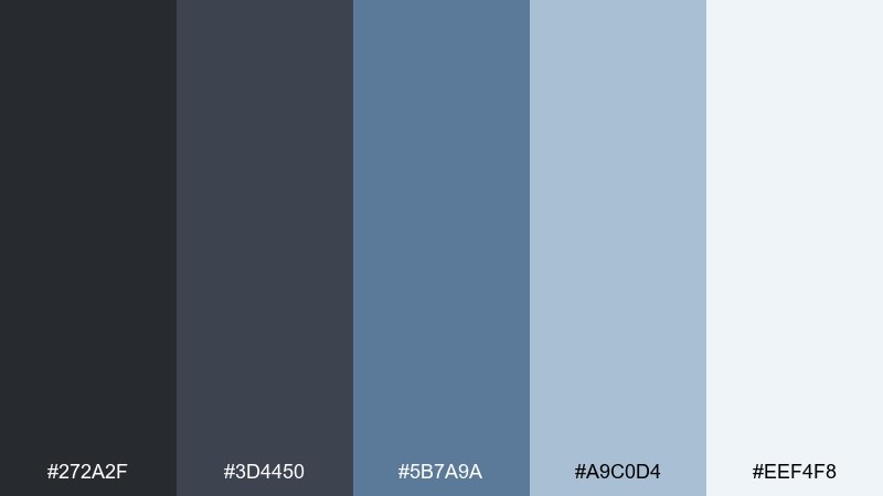 harbor fog blues color palette with hex codes