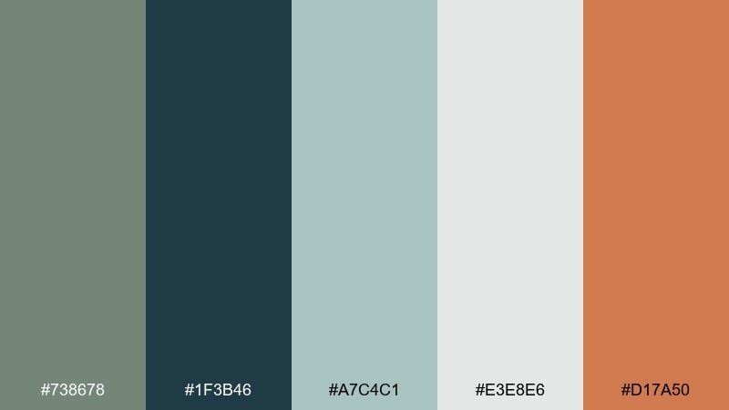 harbor sage color palette with hex codes