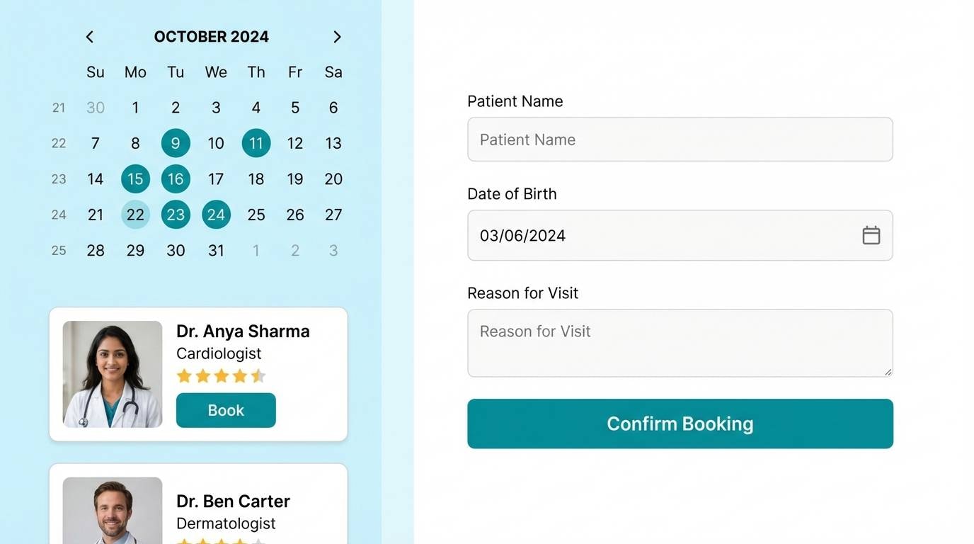 healthcare booking ui