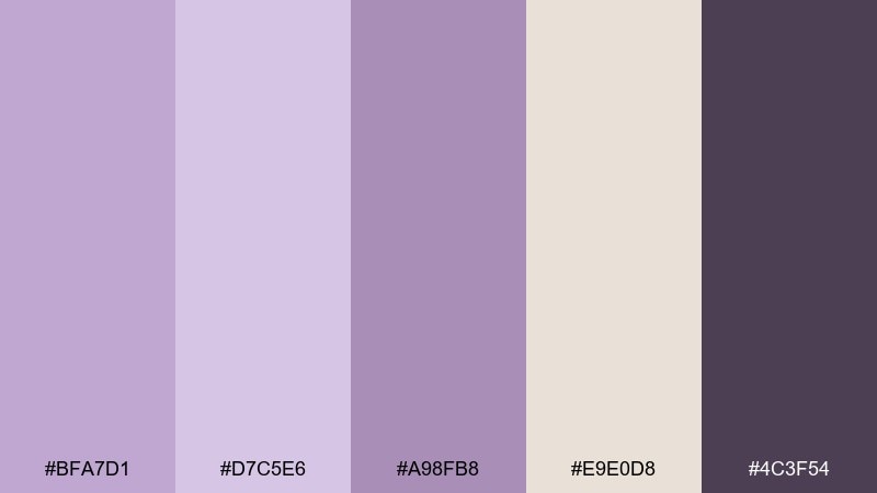 heirloom lilac color palette with hex codes