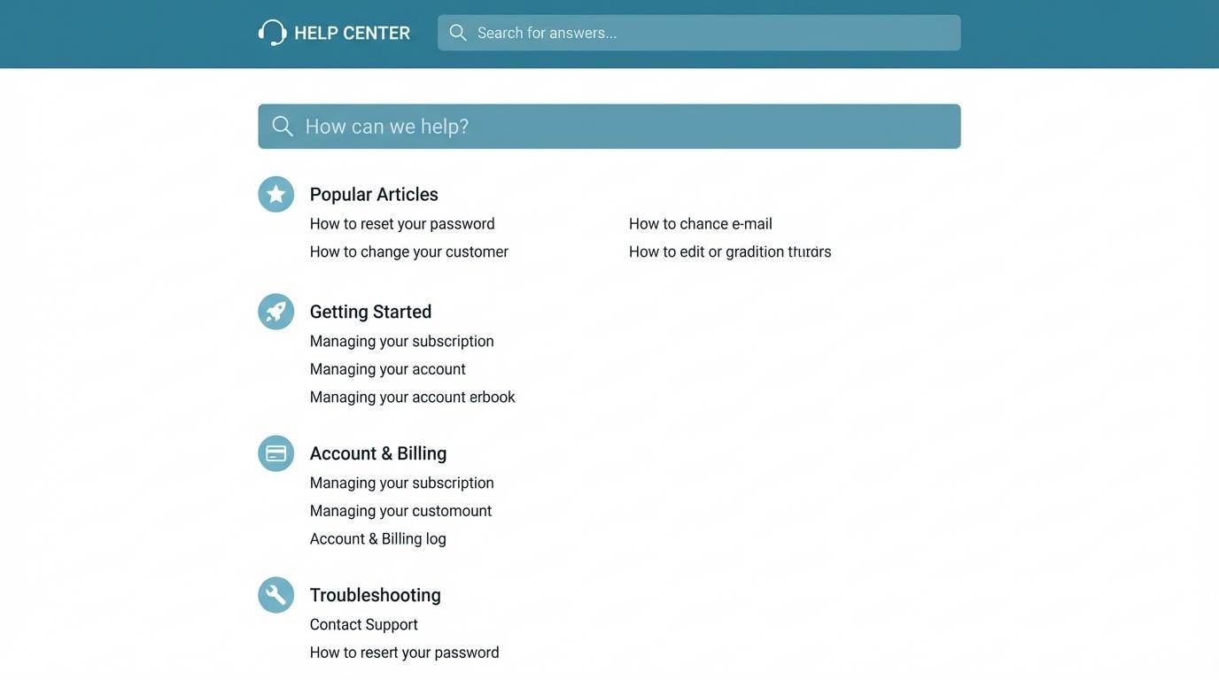 help center ui in sea blue