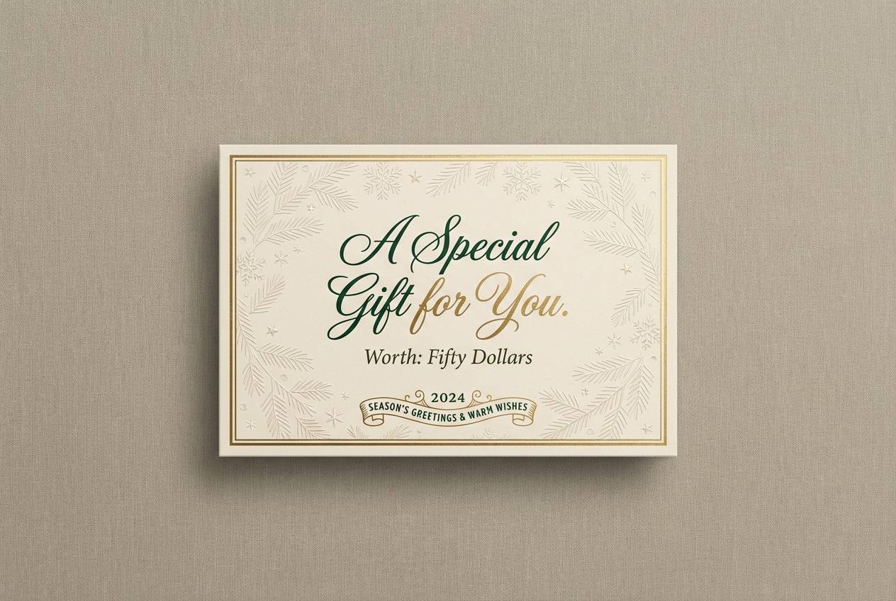 holiday gift card layout
