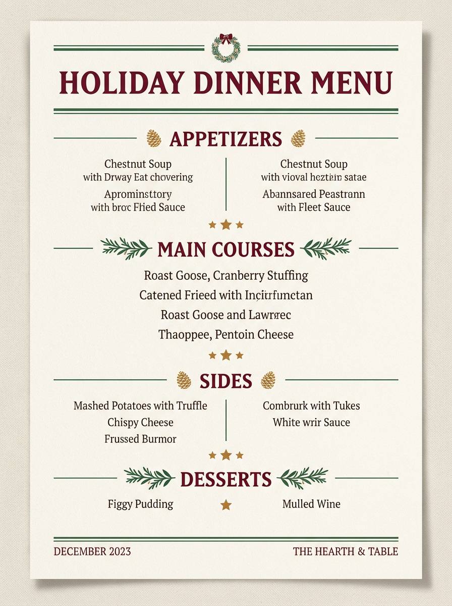 holiday menu layout
