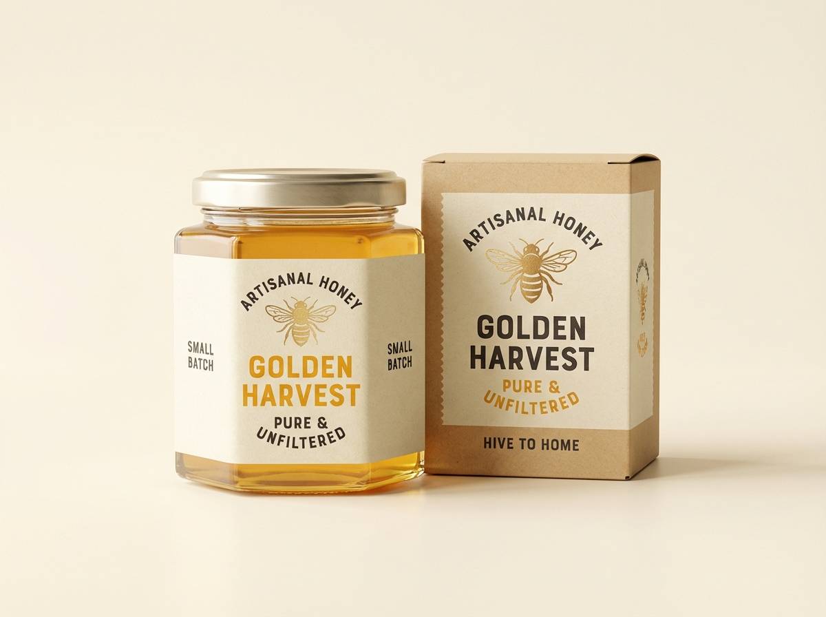 honey label packaging mockup