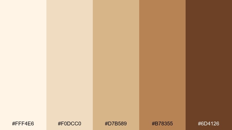honeyed sepia pastels color palette with hex codes
