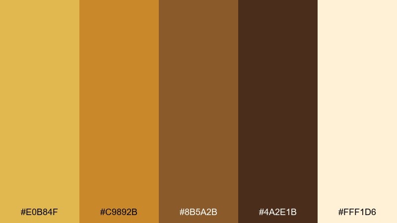 honeyed toffee color palette with hex codes