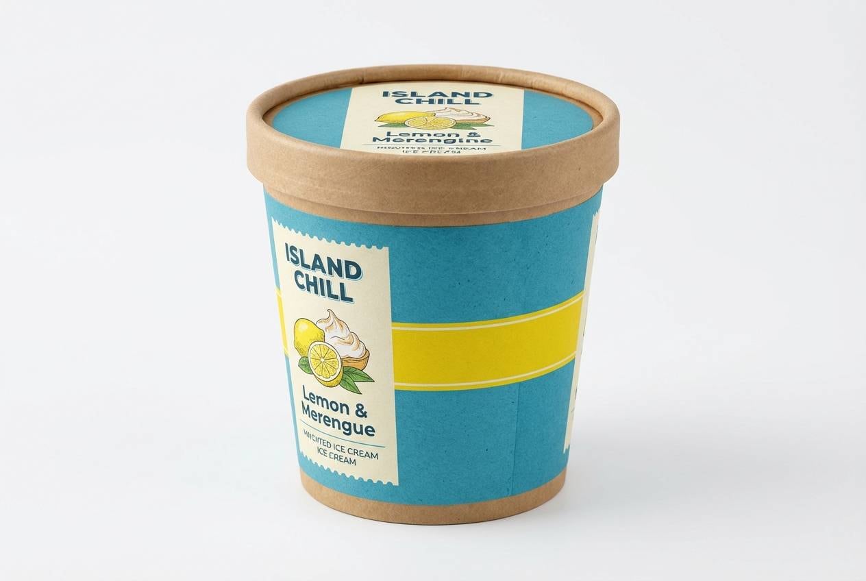 ice cream packaging in sea blues