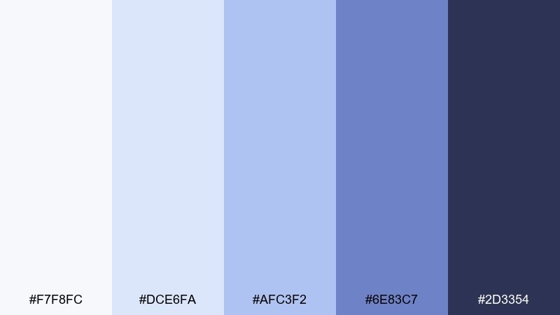 iced blueberry milk color palette with hex codes