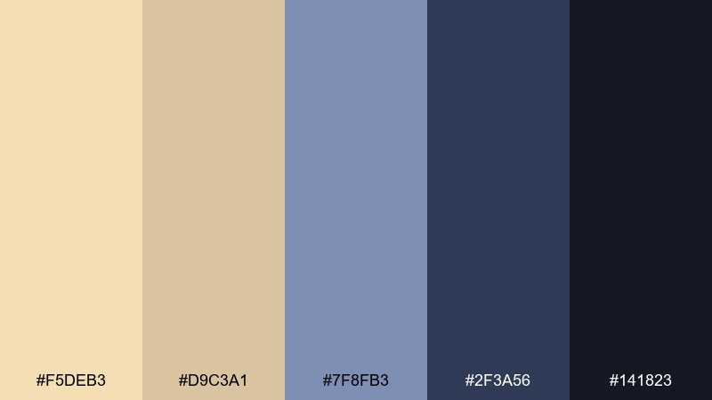 indigo bakery night color palette with hex codes