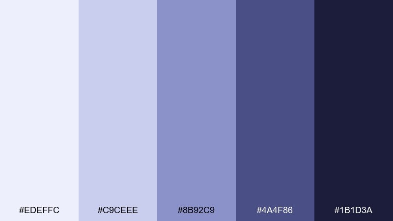 indigo quiet color palette with hex codes