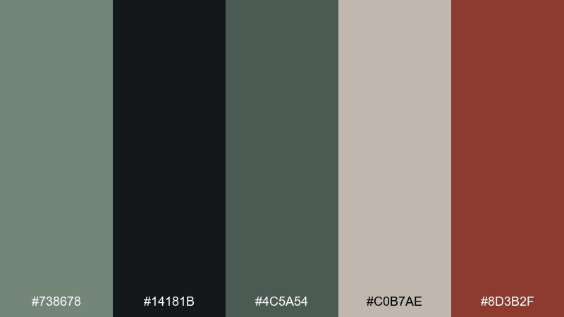 ink and moss color palette with hex codes