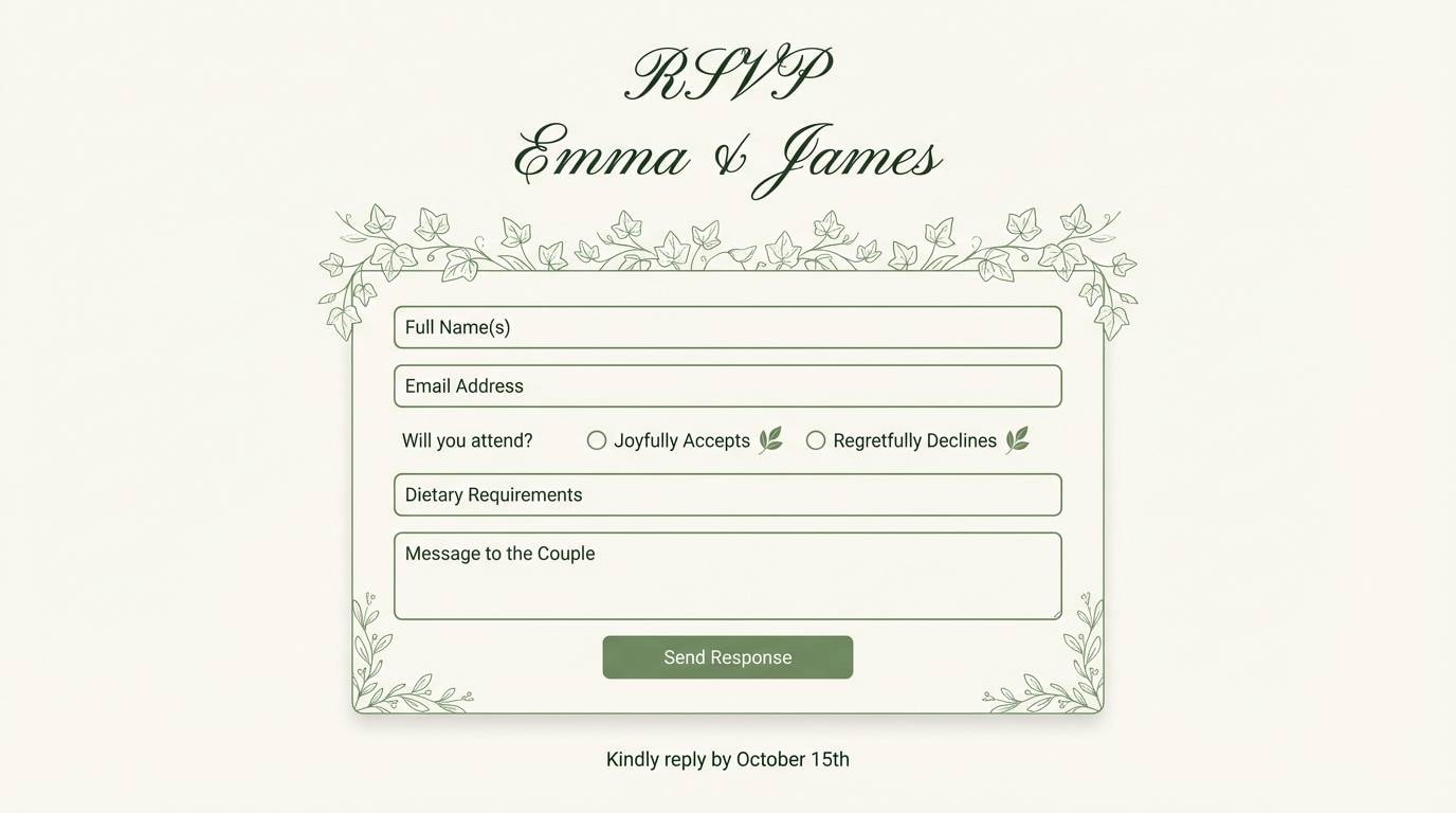 ivy wedding rsvp page